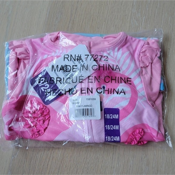 🛑 2 / $40 Sale!Tommy Bahama Infant 2-piece Swim Set UPF50+ / Pink Flamingo NWT - Picture 5 of 9